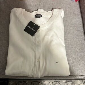 NWT Eddie Bauer White Cardigan Sweater Button Down!!!